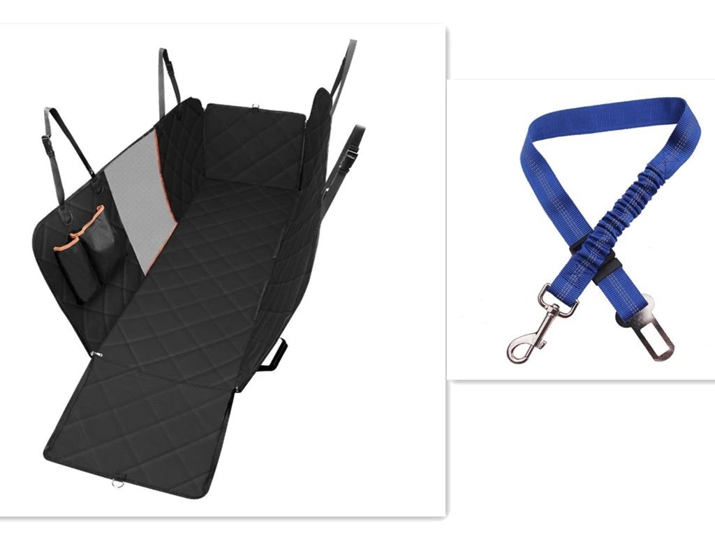 Dog Car Seat Cover View Mesh Pet Carrier Hammock Safety Protector Car Rear Back Seat Mat With Zipper And Pocket For Travel by GJG Denim