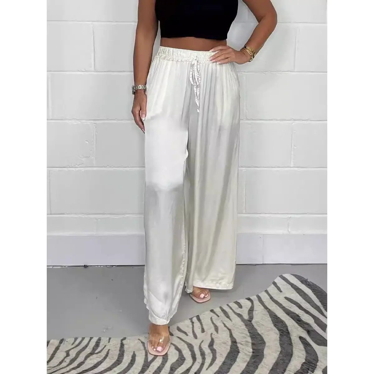Women's Summer Fashion Matte Satin Casual Pants by GJG Denim