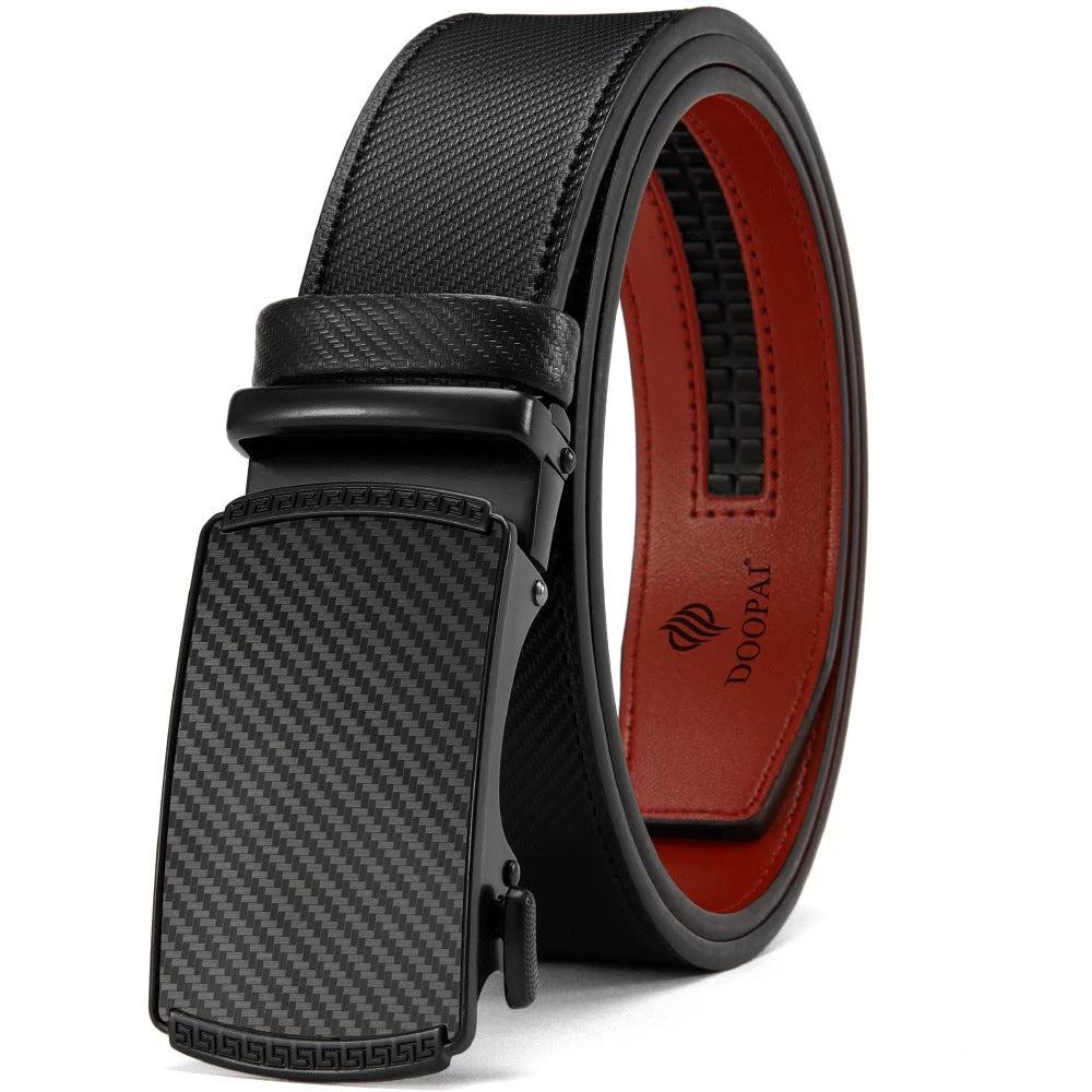 Men's Leather Belt w/ Alloy Automatic Buckle by GJG Denim