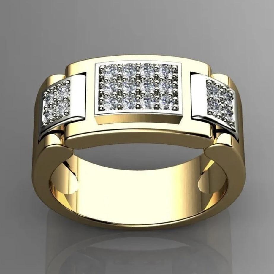 Fashion Rectangular Full Diamond Like Men's Ring by GJG Denim
