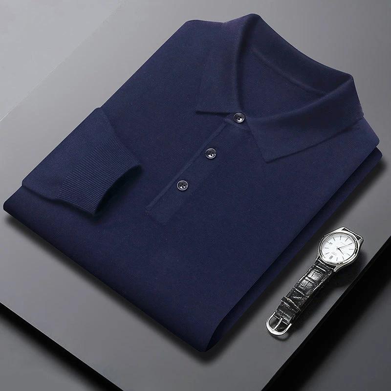 Men's Polo Knitted Long Sleeve Shirt by GJG Denim