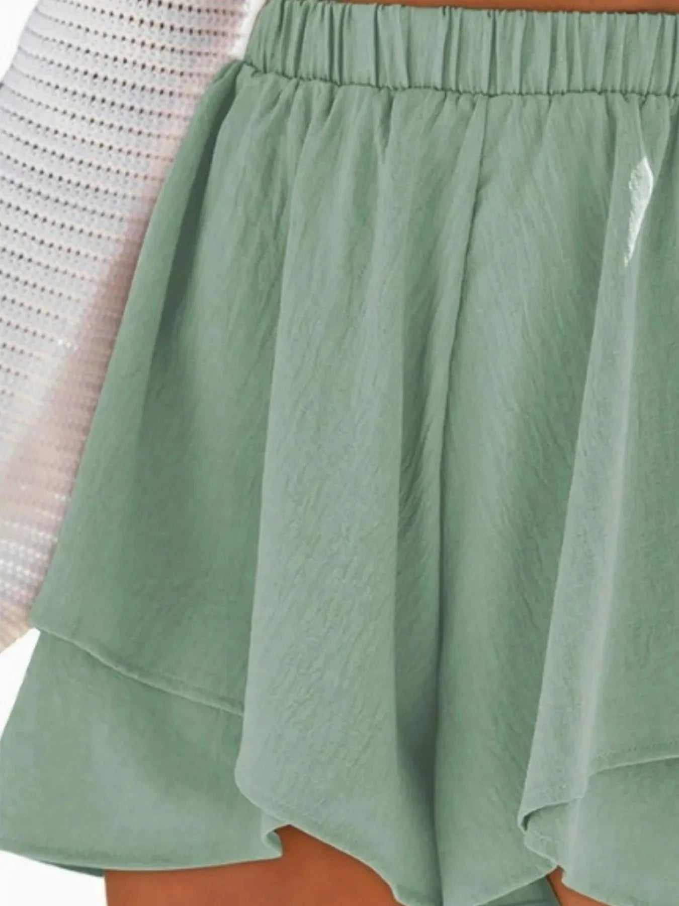 High-Waisted Elastic Waistband Layered Shorts by Lady Ros