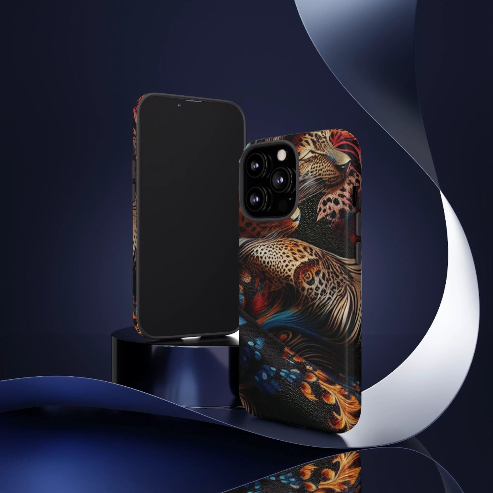 Stylish Tough Phone Case with Elegant Black and Gold Design by Printify