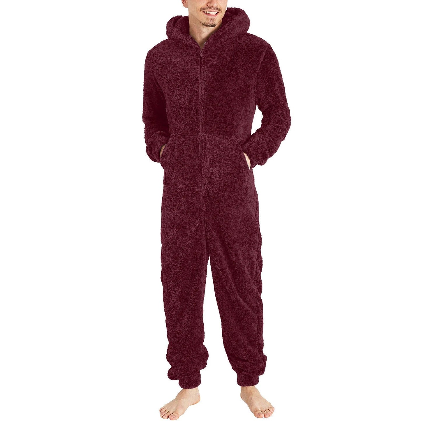 Men's Fashion Zipper Thermal Plush Jumpsuit Pajamas by GJG Denim