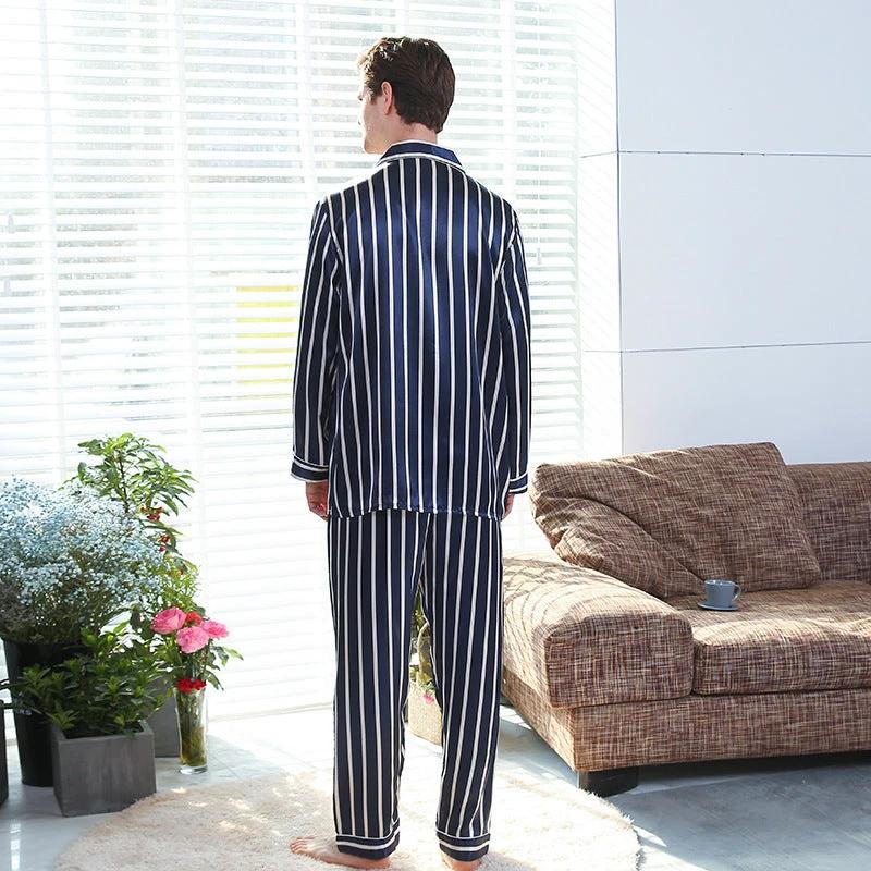 Men's Silk Stripe Pajamas by GJG Denim