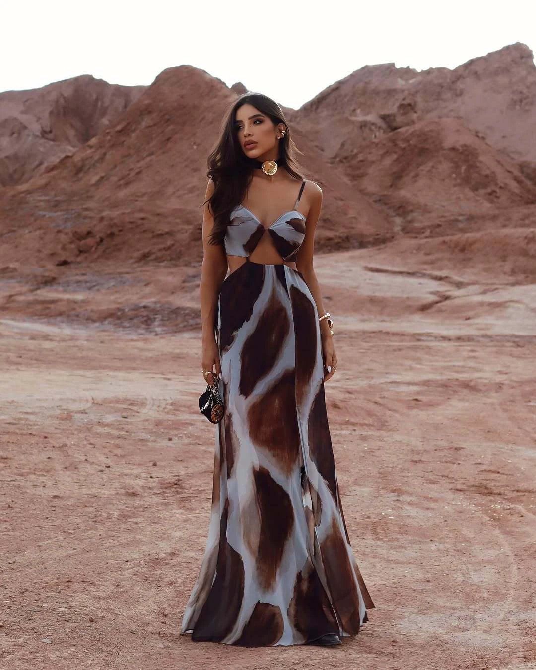 Tie-dye Spaghetti Straps Sleeveless Elegant Dress by GJG Denim