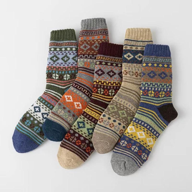 Retro Large Square Wool Socks For Men by GJG Denim
