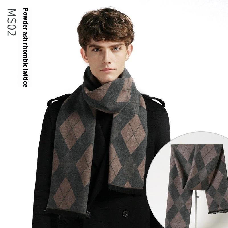 Simple Plaid Warm Keeping Artificial Cashmere Scarf by GJG Denim