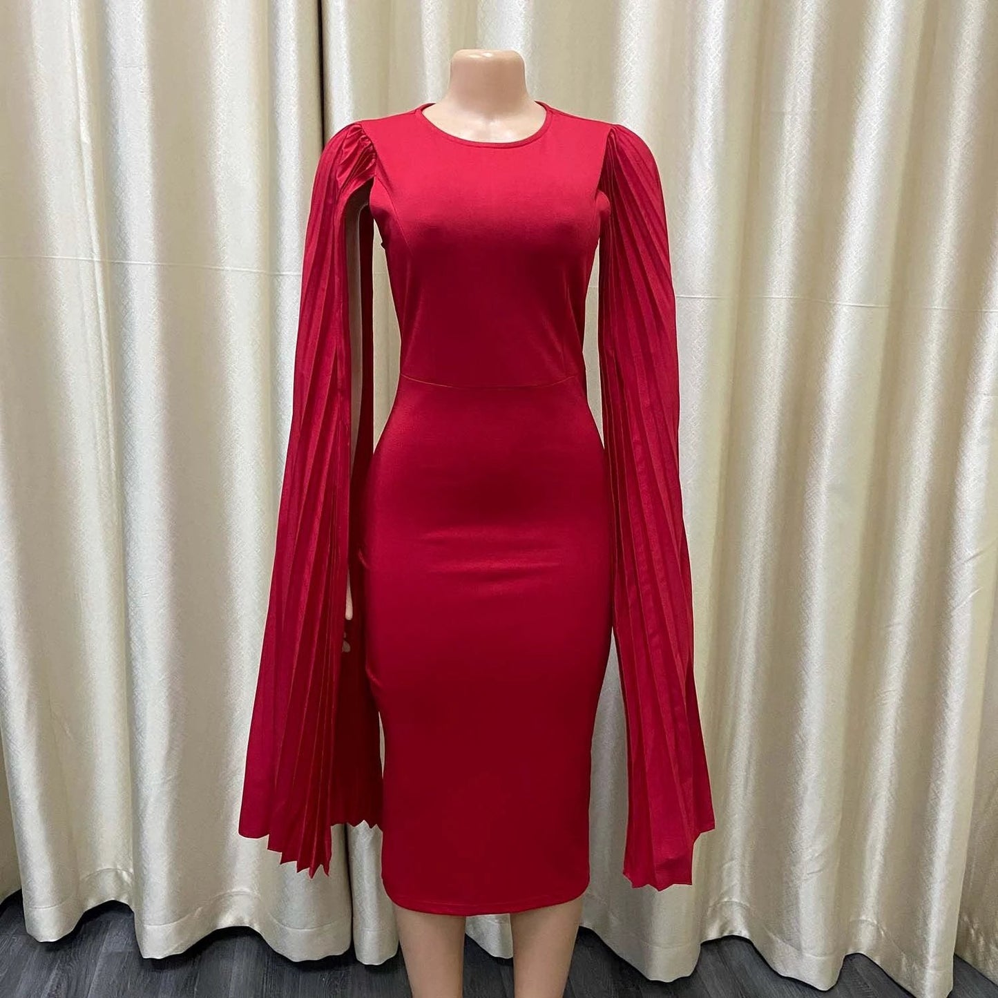 Fashion Pleated Cape Plus Size Gown by GJG Denim