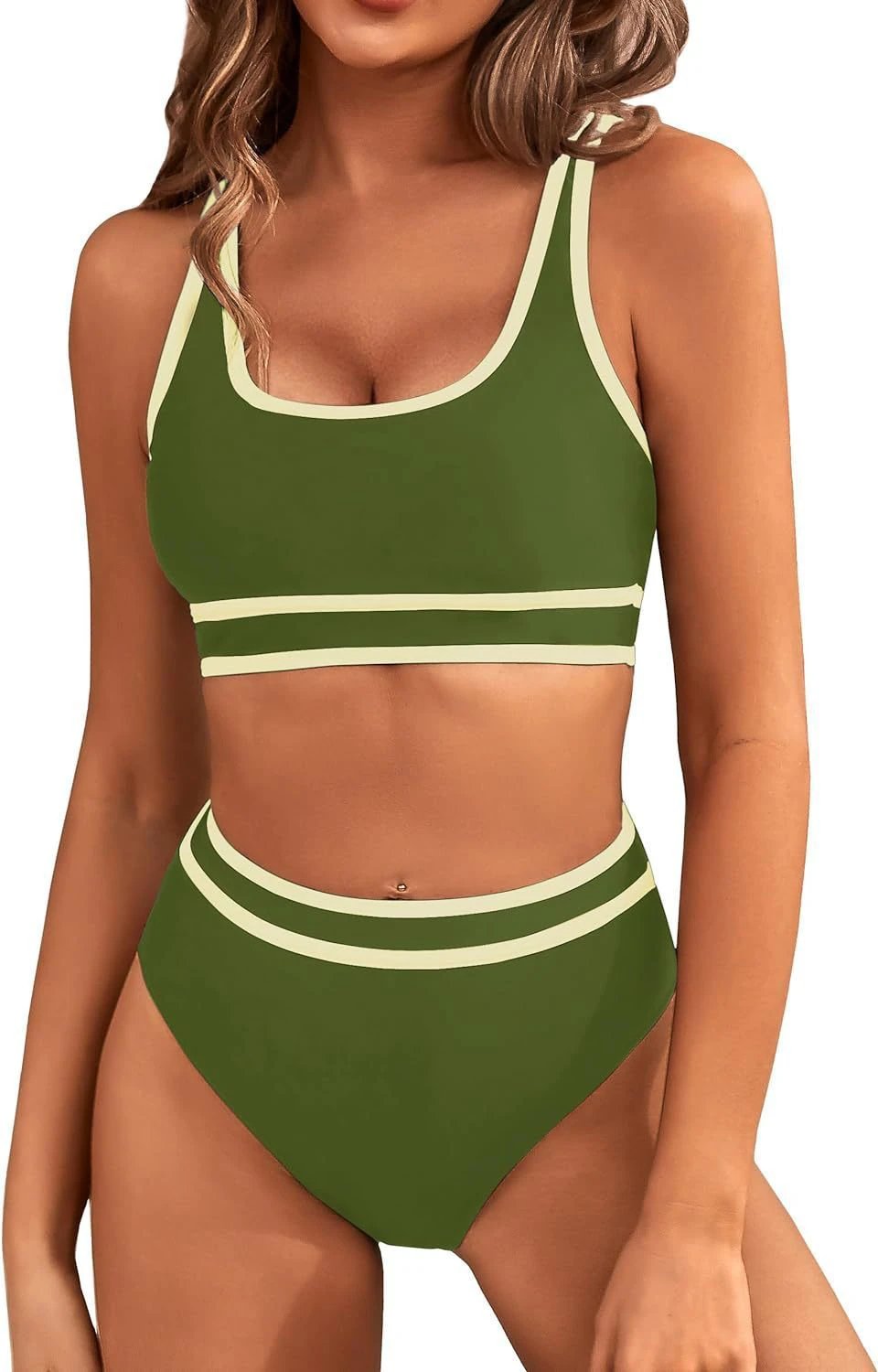 Bikini Tight-fitting Solid Color Swimsuit For Women by GJG Denim
