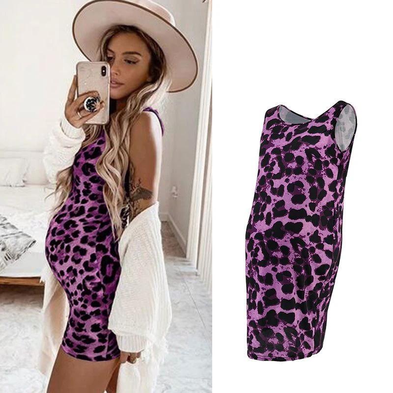 Leopard Dress Summer Sleeveless Pregnant Women by GJG Denim