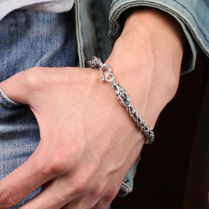 S925 Silver Bold Domineering Men's Faucet Bracelet by GJG Denim