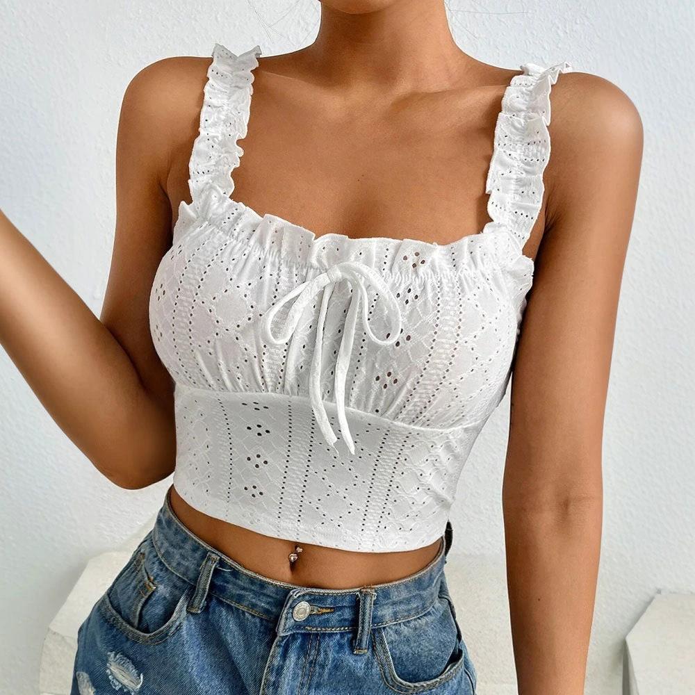 Women's Elegant Lace Camisole Flattering Top by GJG Denim