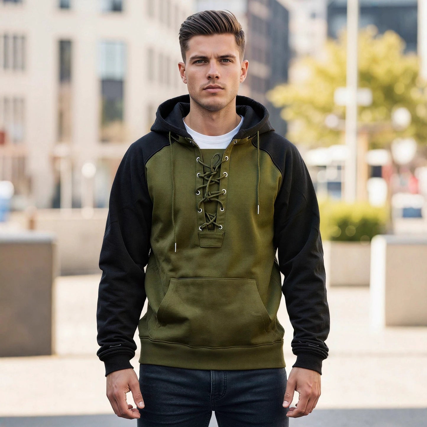 Men's Drawstring Hooded Sweatshirt by GJG Denim
