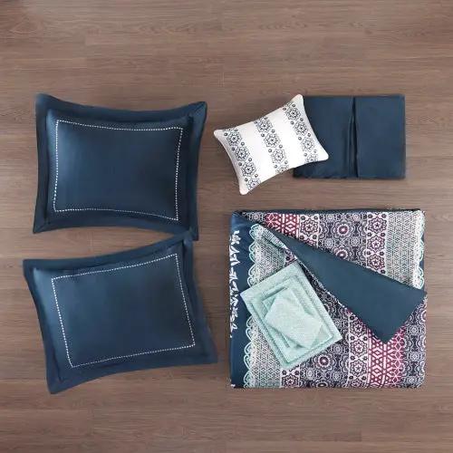 Queen Boho Comforter Set With Bed Sheets by GJG Denim