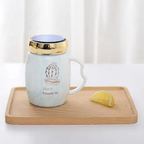 Marbling Mug Design Ceramic Cup With A Lid Cold Heat Office Home Milk Glass Drinkware Personality Creative Handle by GJG Denim