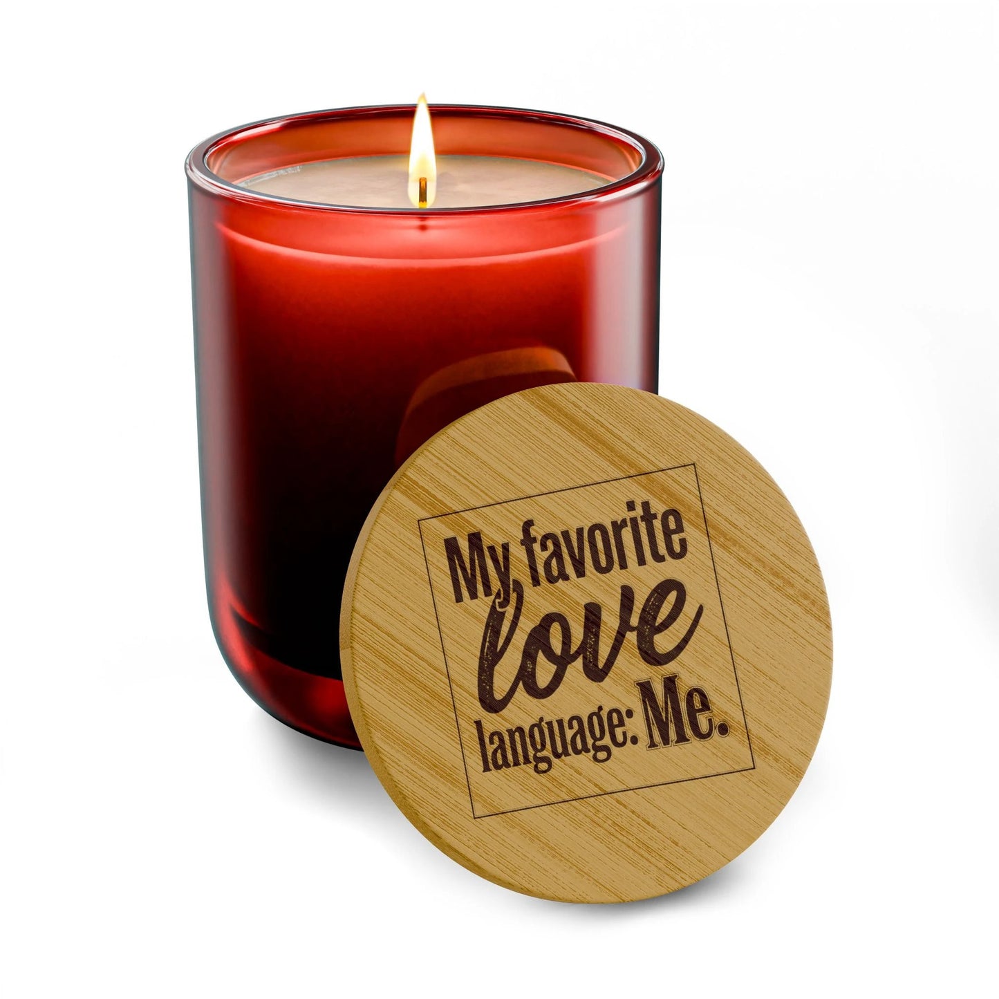 Engraved Soy Candle - "My Favorite Love Language: Me" (14oz) by Printify