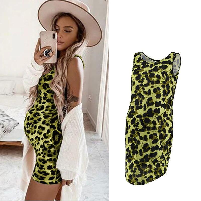 Leopard Dress Summer Sleeveless Pregnant Women by GJG Denim