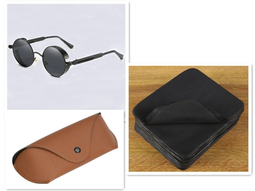 UV Protection Round Frame Metal Sunglasses For Men by GJG Denim