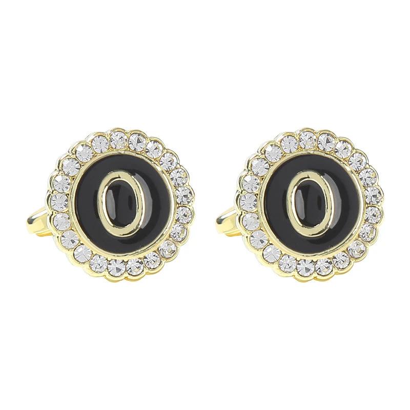Round Diamond-like Cufflinks for Men 26 Letters by GJG Denim