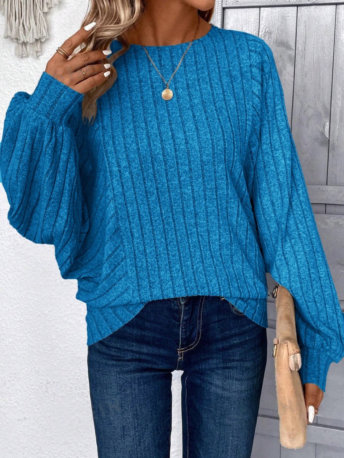 Plus Size Round Neck Batwing Sleeve T-Shirt by Lady Ros