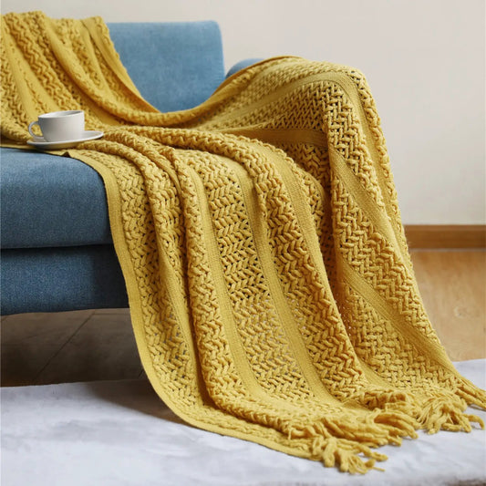 Knitted Sofa Throw Blanket by GJG Denim