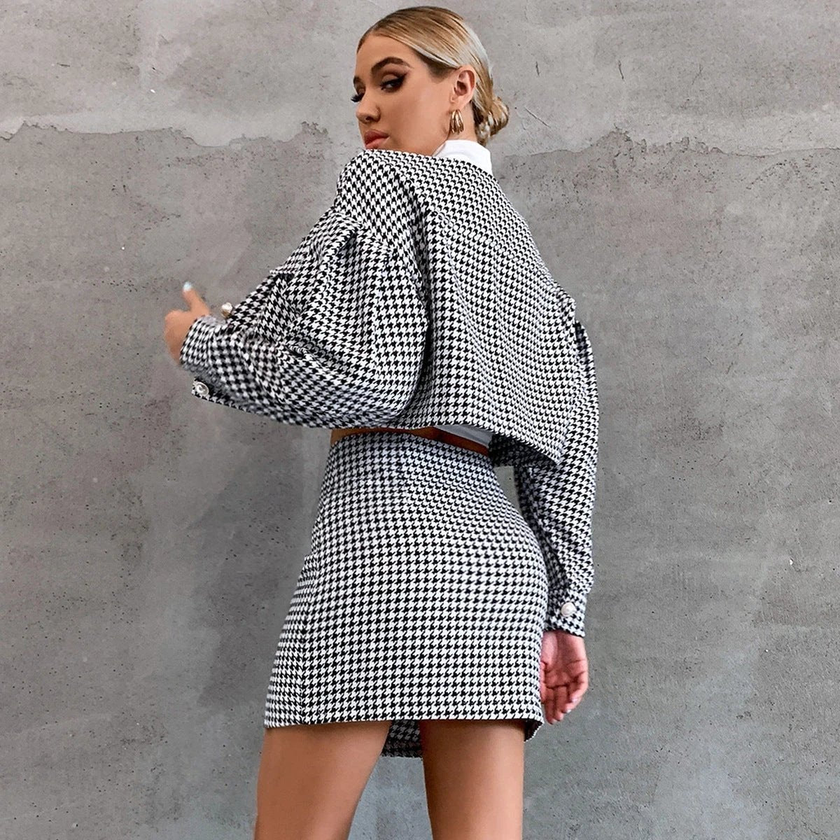 Tight-Fitting Dress Top Jacket Suit Sexy Tight-Fitting Two-Piece Suit by GJG Denim