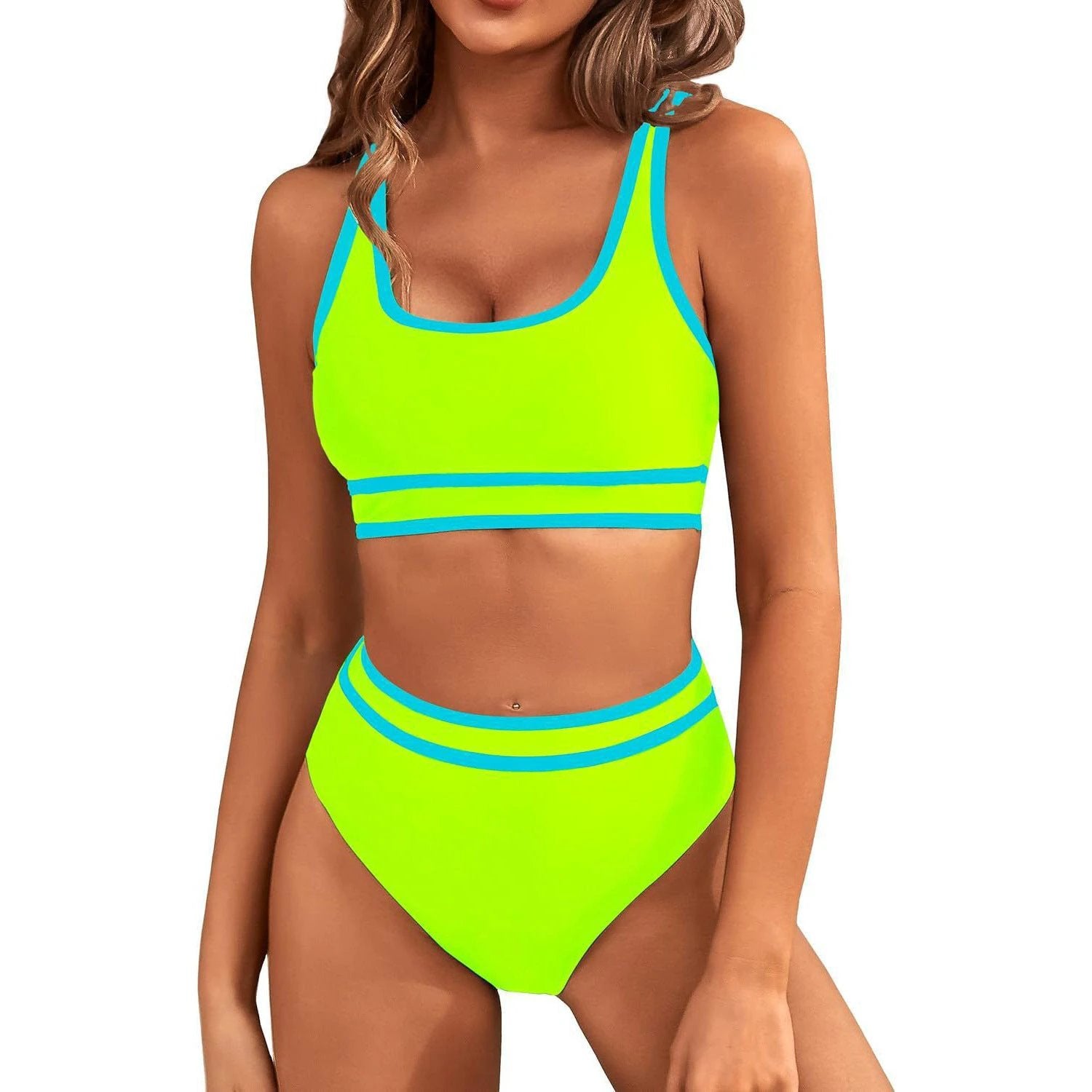 Bikini Tight-fitting Solid Color Swimsuit For Women by GJG Denim