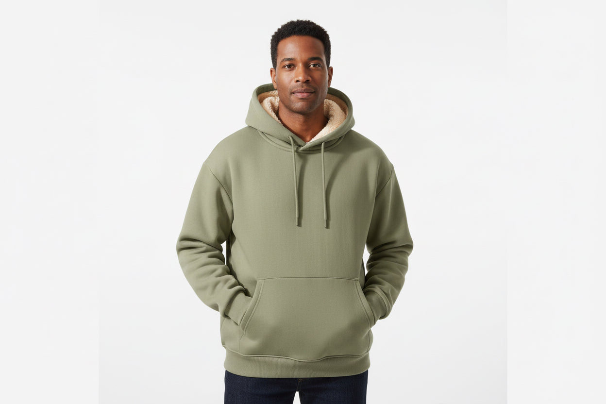 Men's Fleece-lined Hoodie Extra Soft And Extra Warm by GJG Denim