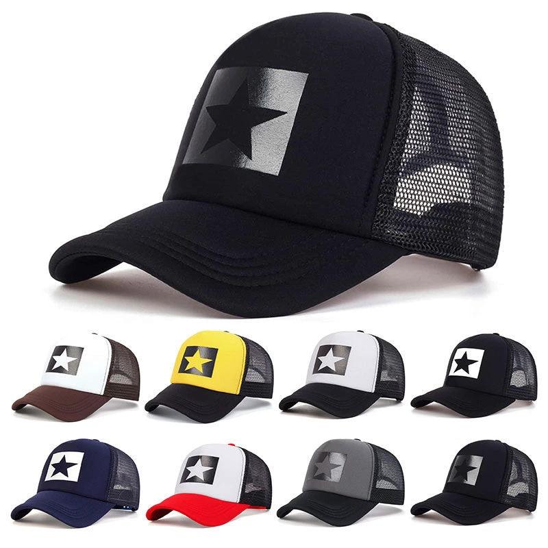 Five-pointed Star Letter Printed Sponge Baseball Hat by GJG Denim