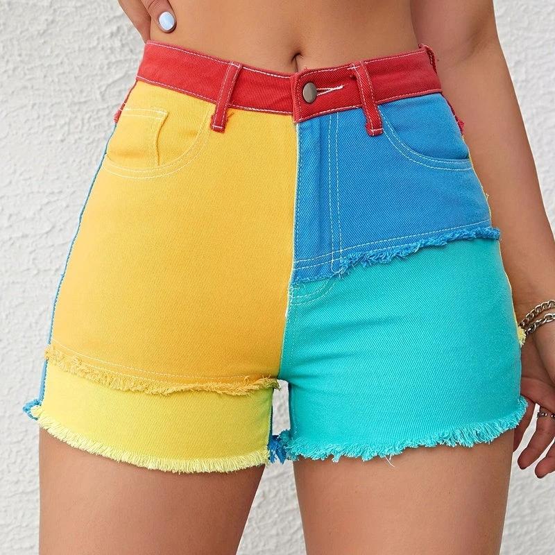 Casual Fashion Splicing Casual Shorts For Women by GJG Denim