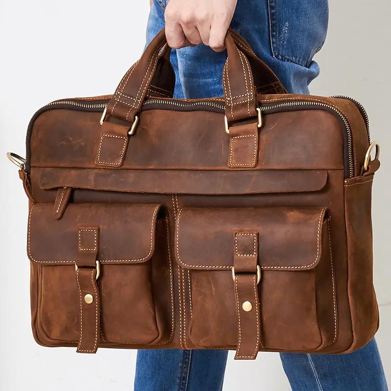 Genuine Retro 15.6 inch Laptop Bag For Men by GJG Denim