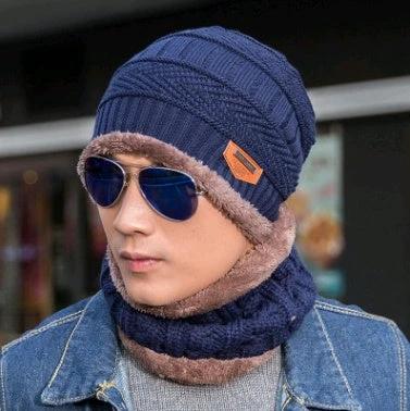 Men's Knitted Beanie and Neck Warmer Set by GJG Denim