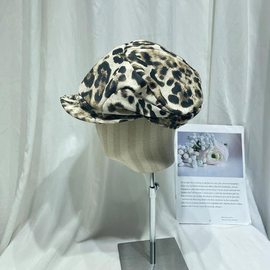 American-style Retro Chic Leopard-print Beret For Women by GJG Denim