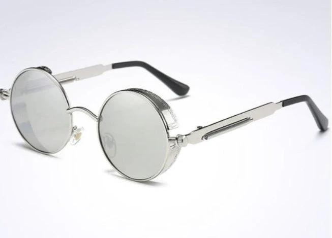 UV Protection Round Frame Metal Sunglasses For Men by GJG Denim