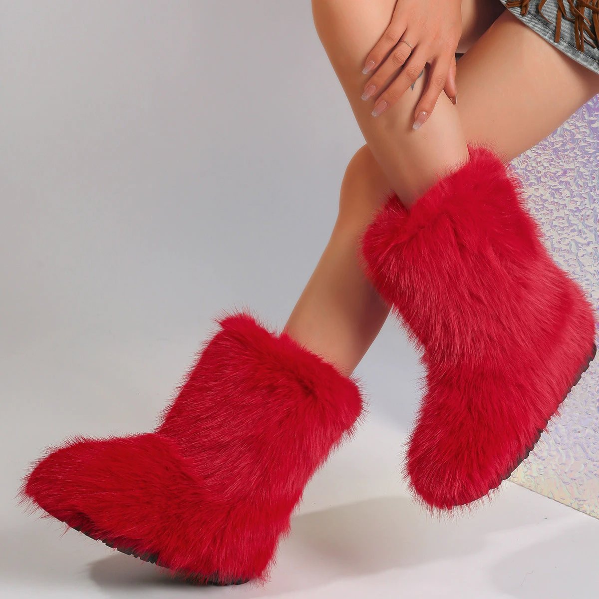 Snow Boots Middle Boots Furry Boots by GJG Denim