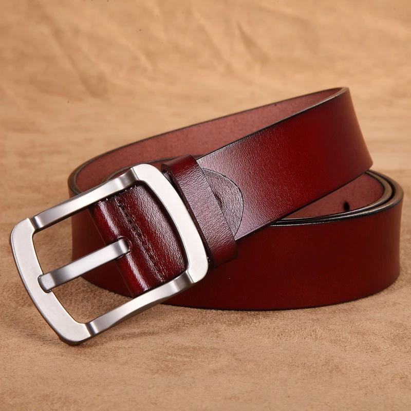 Men's Retro Leather Cowhide Belt by GJG Denim