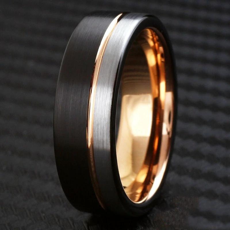 Trendy 8mm Black Tungsten Carbide Ring by GJG Denim