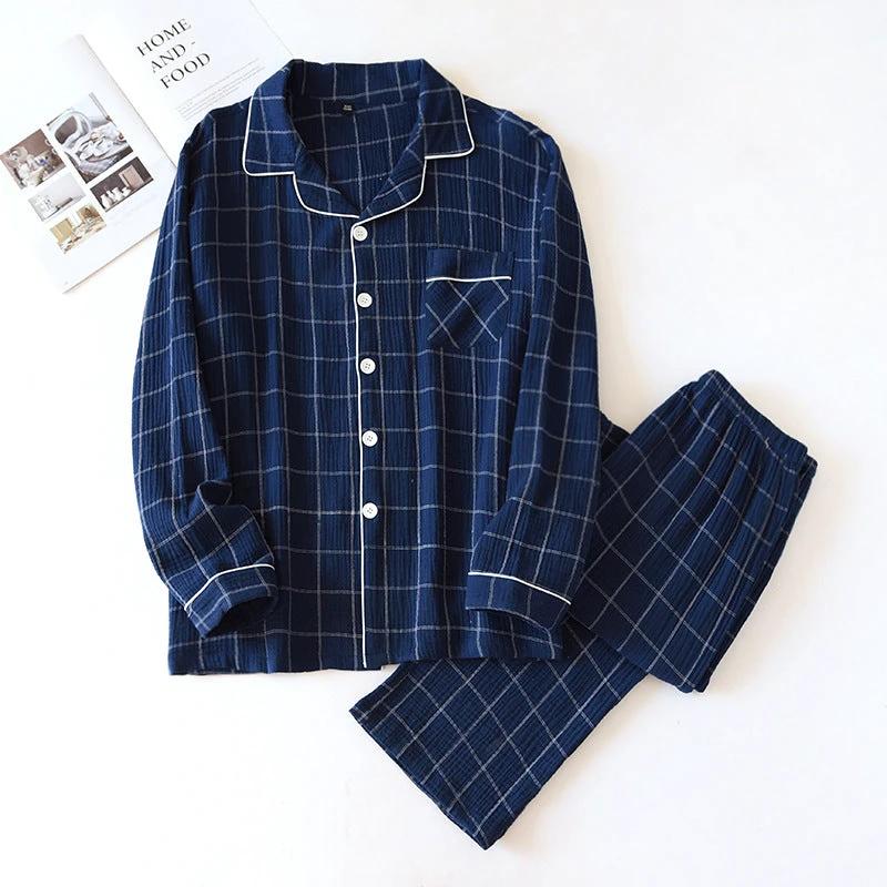 Plaid Long-Sleeved Pajamas by GJG Denim