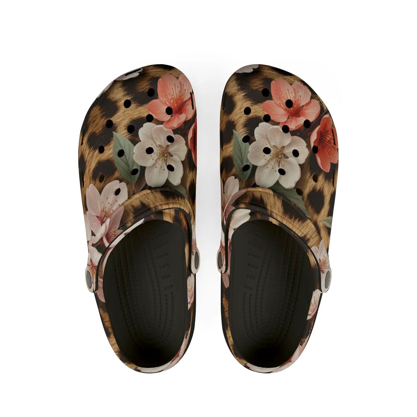 Floral Leopard Print Clogs — EVA Foam Garden Shoes by Printify
