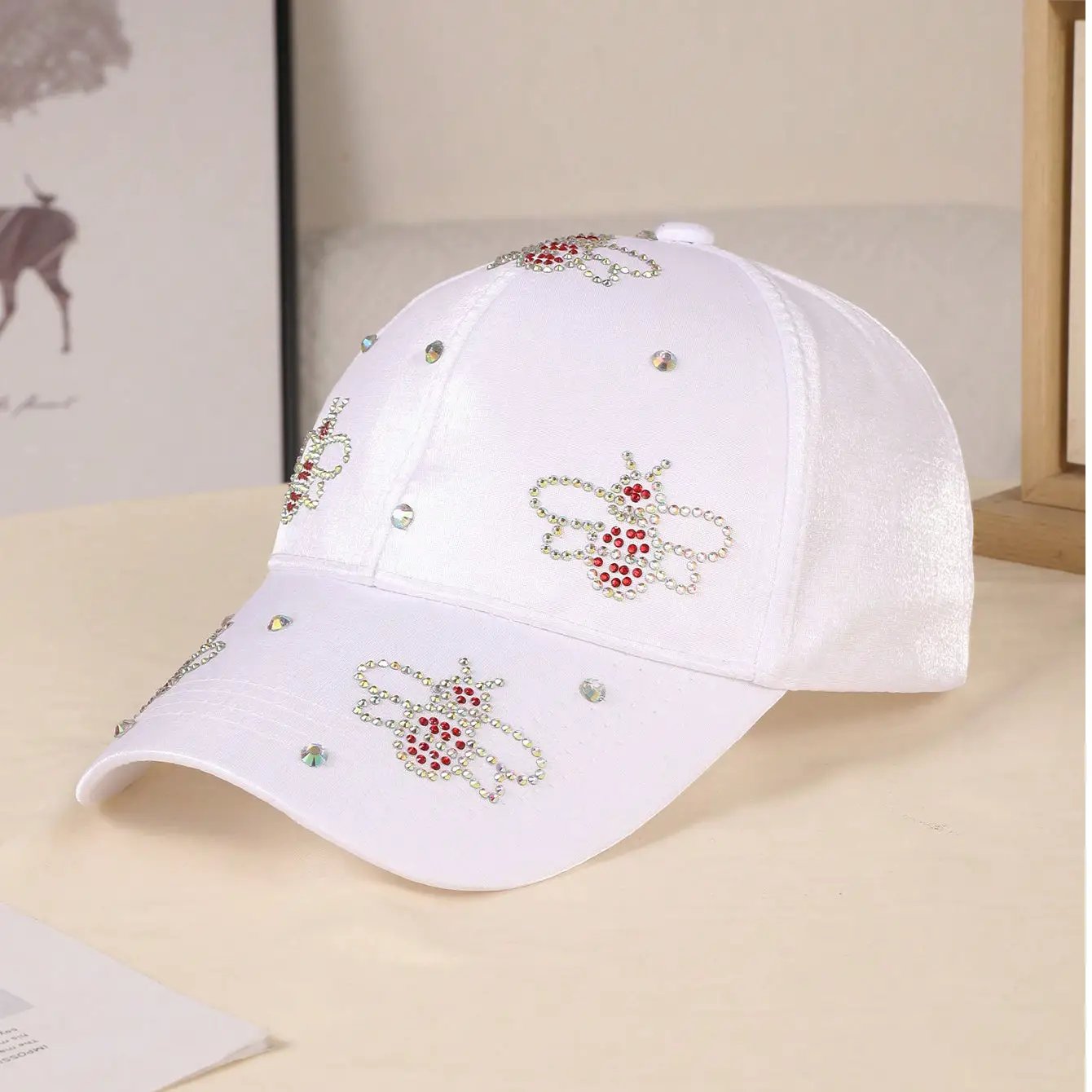 Women's Solid-color Beaded Bee Velvet Soft Sun-protective Trendy Baseball Cap, Suitable For Summer Outings And Shopping. by GJG Denim