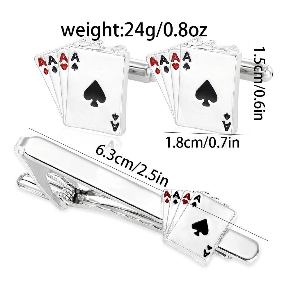 Men's Poker Cufflinks and Tie Clip by GJG Denim