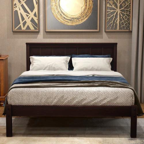 Platform Bed Frame With Headboard, Wood Slat Support, No Box Spring Needed,Twin, Espresso by GJG Denim