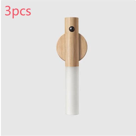 Auto LED USB Magnetic Wood Wireless Night Light Corridors Porch Lights PIR Motion Sensor Wall Light Cabinet Lamp by GJG Denim