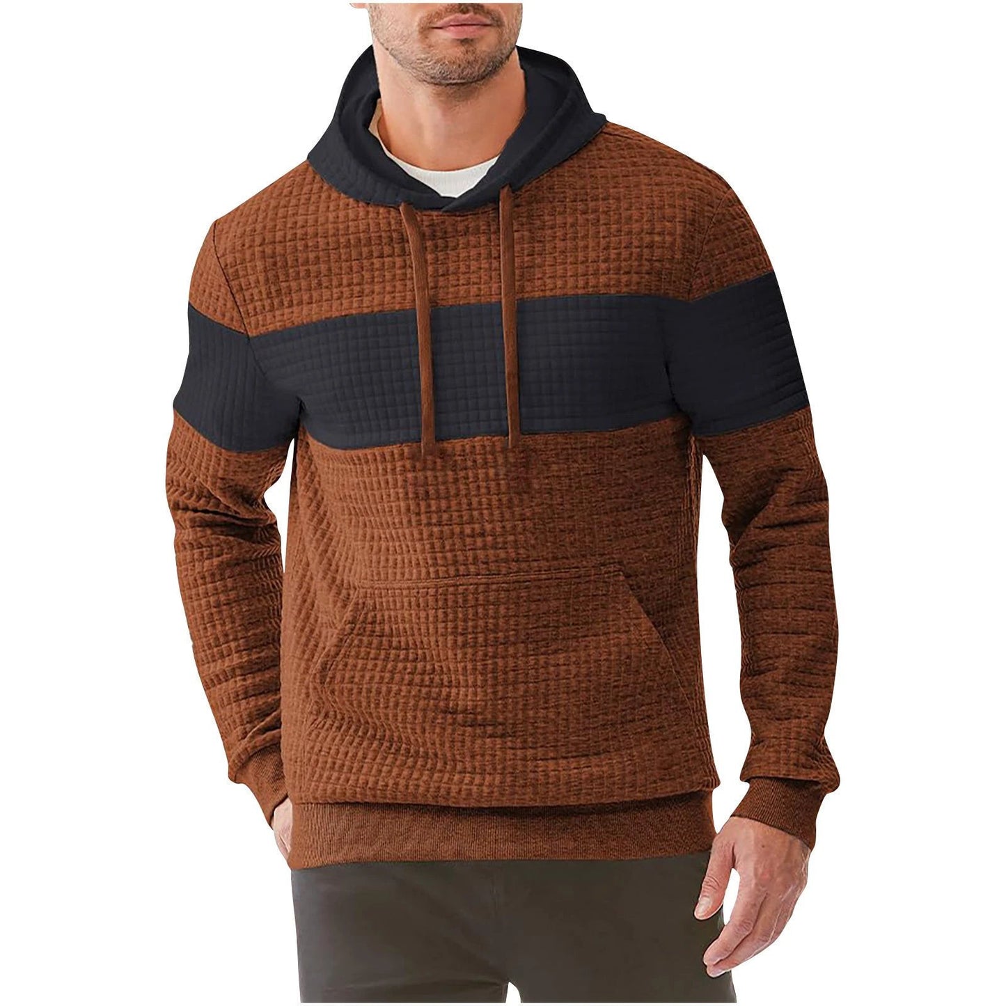 Men's Hooded Long-sleeved Sweater w/ Drawstring by GJG Denim