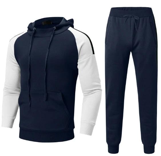 Men's Sport Color-blocked Sweatshirt Sport Casual Set by GJG Denim