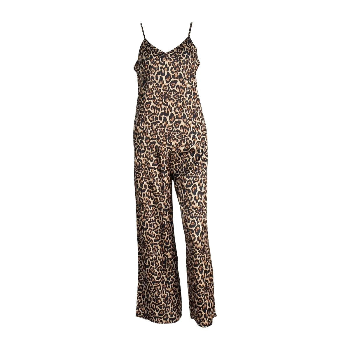 Womens Leopard-Print Camisole And Pants Pajama Set by GJG Denim