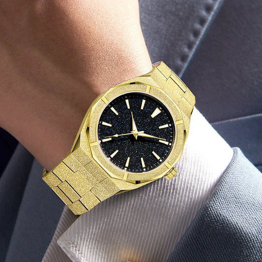Men's Stainless Steel Frosted Luminous Business Watch by GJG Denim