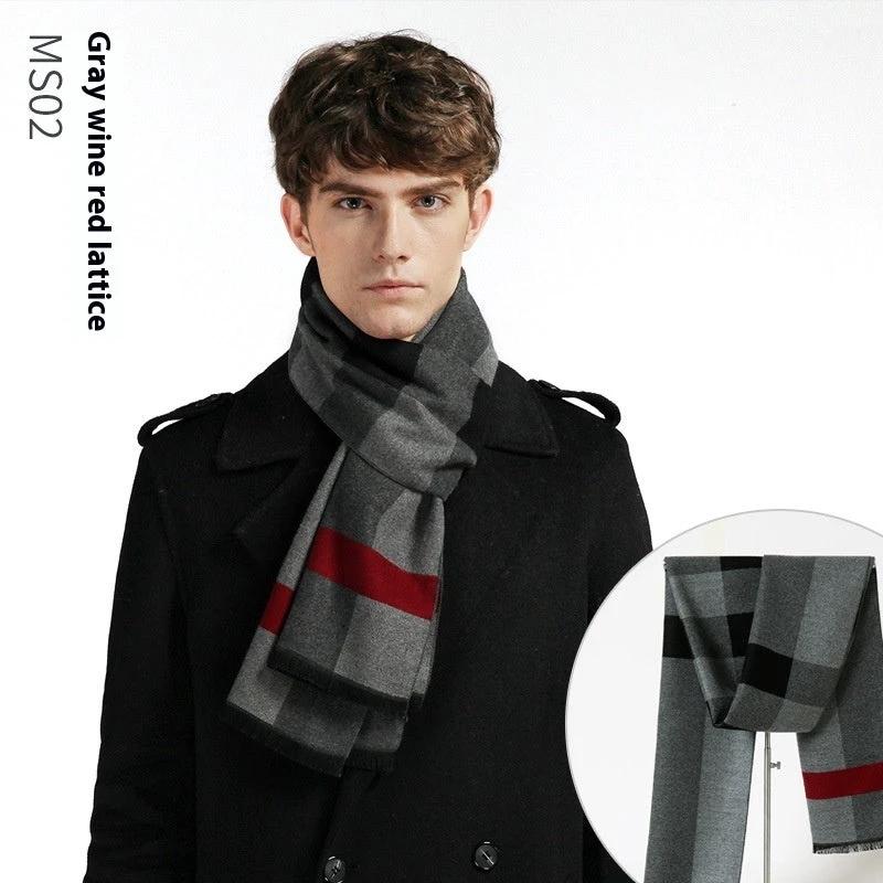 Simple Plaid Warm Keeping Artificial Cashmere Scarf by GJG Denim