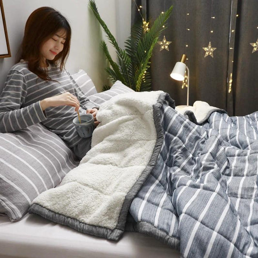 Fleece Throw Thick Warm Winter Blanket by GJG Denim